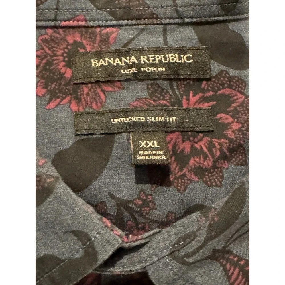 Banana Republic Shirt Luxe Poplin XXL Untucked Slim Fit Button Up Grungy Floral